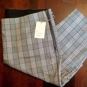 Grey plaid ankle pants